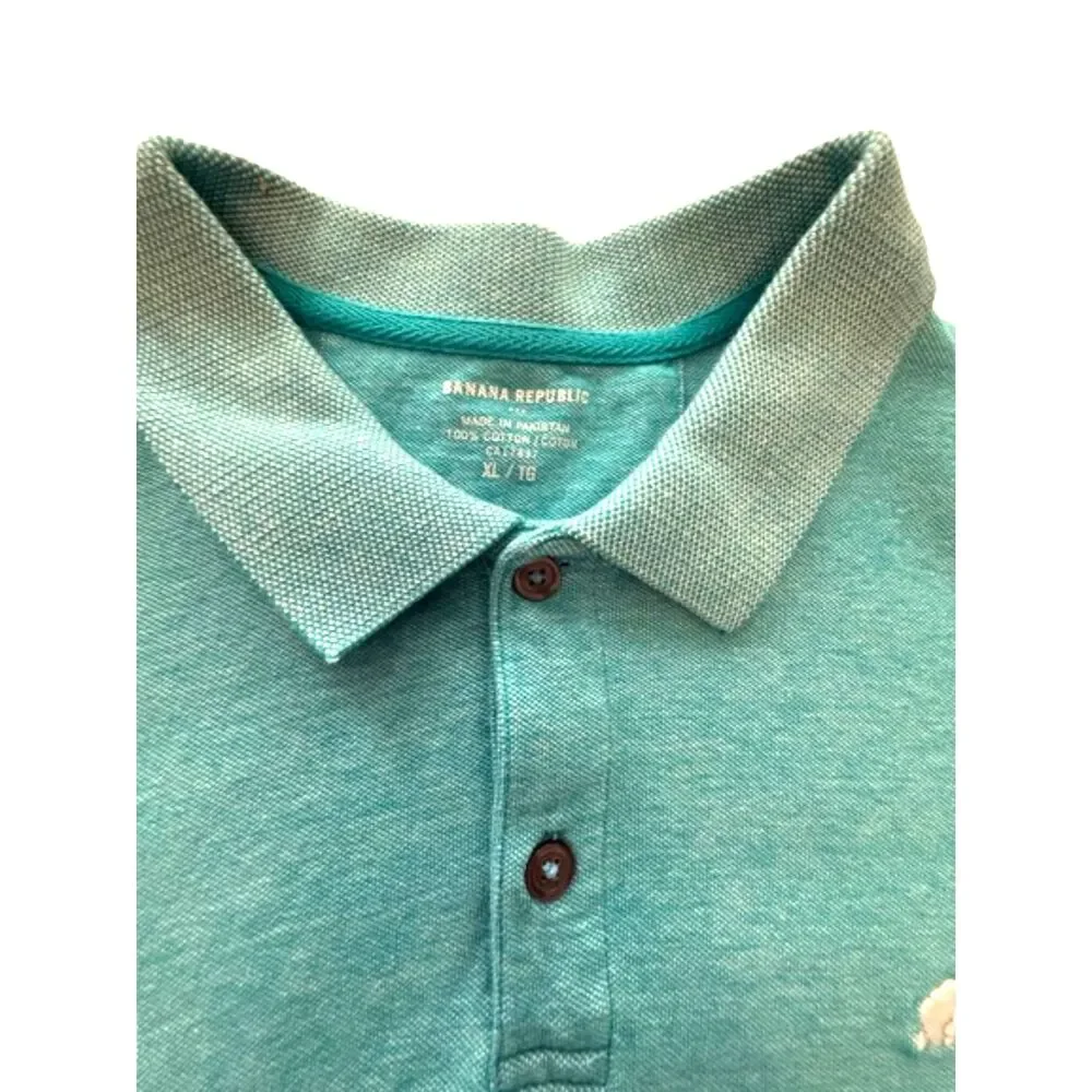 Banana Republic Men’s Teal Green Polo Shirt Embroidered Elephant